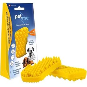 Daugiafunkcinės silikoninės šukos augintiniams PET + ME geltonos